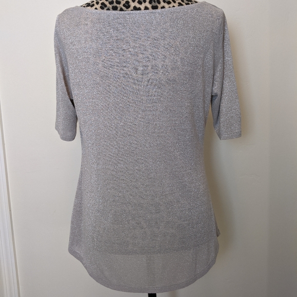 The Limited Silver Shimmery Draped Blouse Medium - Picture 3 of 7